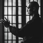 Wing Chun practitioner in a focused stance, performing traditional hand movements.