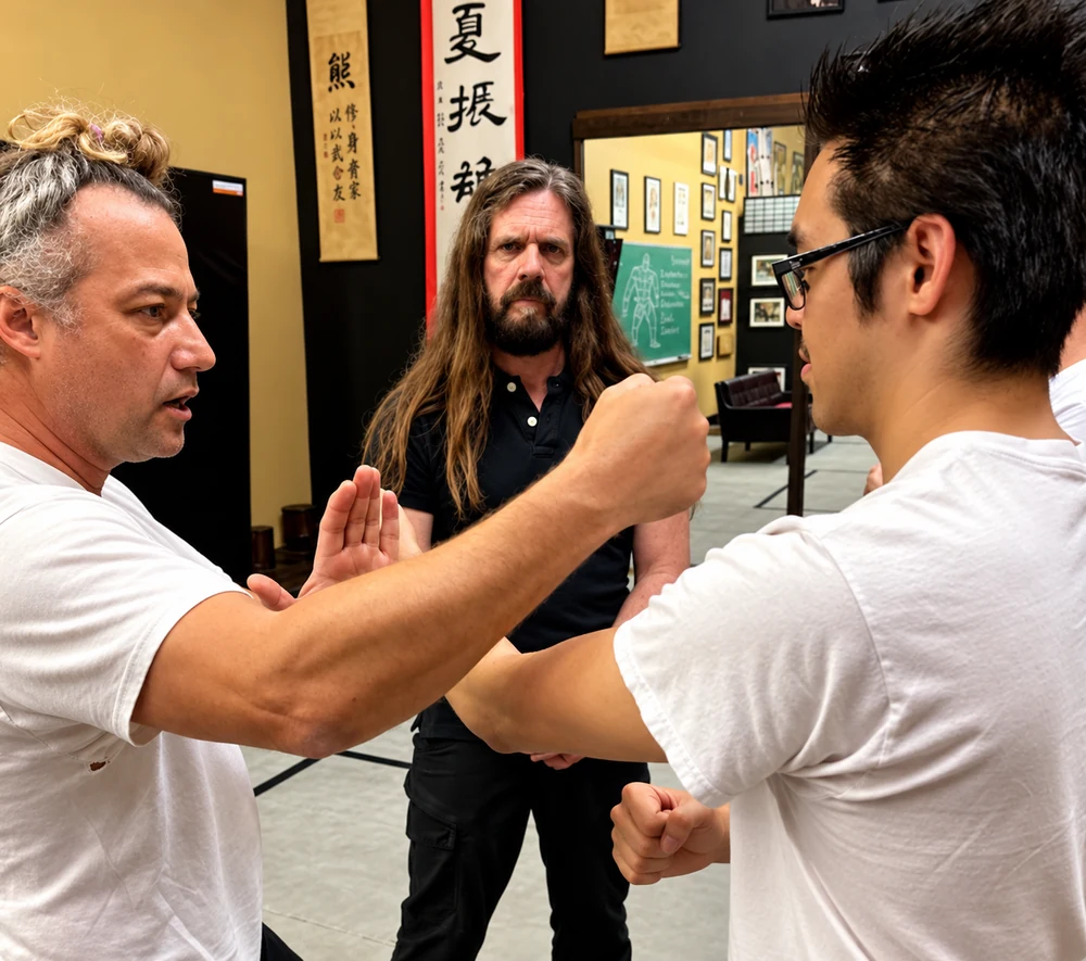 West Coast Wing Chun students training while Sifu Bryan Talbot observes